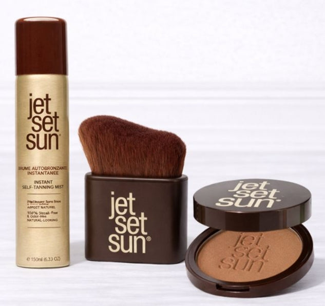 Jet Set Sun kit - Aurinkopuuteri, Sivellin ja Suihke